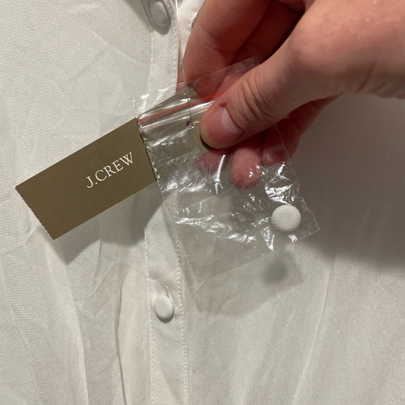J. Crew Elena Chiffon Midi Shirt Dress Buttoned Tie Front Sundress White Size 8 - Picture 4 of 5